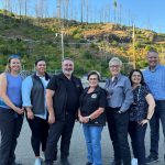 Left to right: CCBUTI Natural Resources Director Kelly Coates, CCBUTI Chief Operations officer Alicia McAuley, CCBUTI Chief Executive Officer Michael Rondeau, CCBUTI Chairman Carla Keene, Oregon Governor Tina Kotek, First Lady Aimee Kotek-Wilson, CCBUTI Land & Resources Officer Jason Robison, Sept. 18, 2024 at Rock Creek Fish Hatchery. Cow Creek Band of Umpqua Tribe of Indians